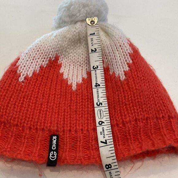 Chaos and white fleece lined beanie with pom - Picture 7 of 7